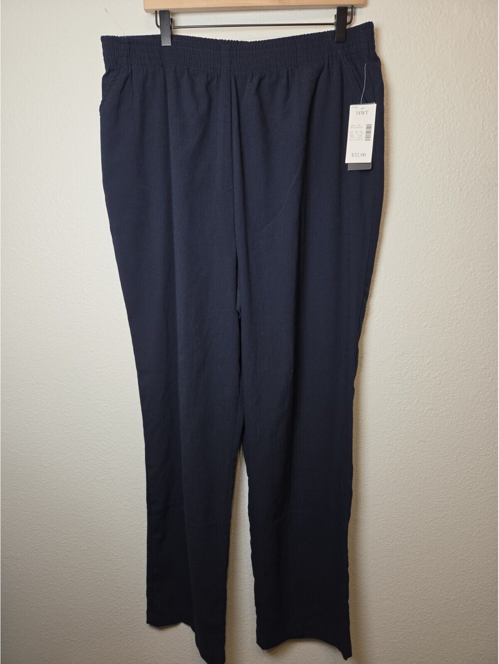 Maggie Barnes Womens Pants Size 18w Navy Blue Relax Fit High Rise Elastic Waist